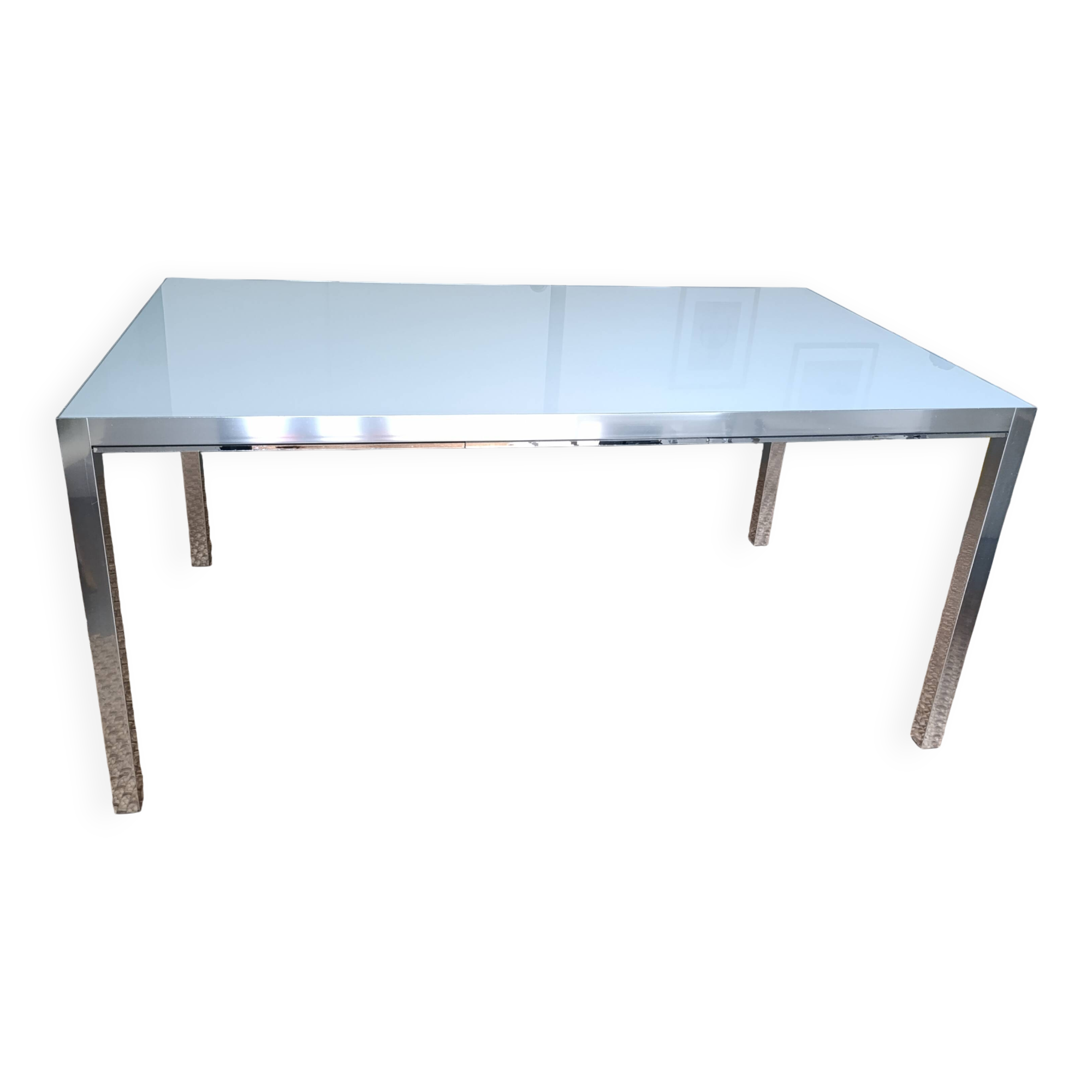 Glass and brass table with MDF extensions