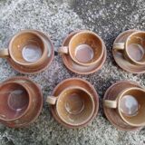 6 tasses et sous tasses à café en grès