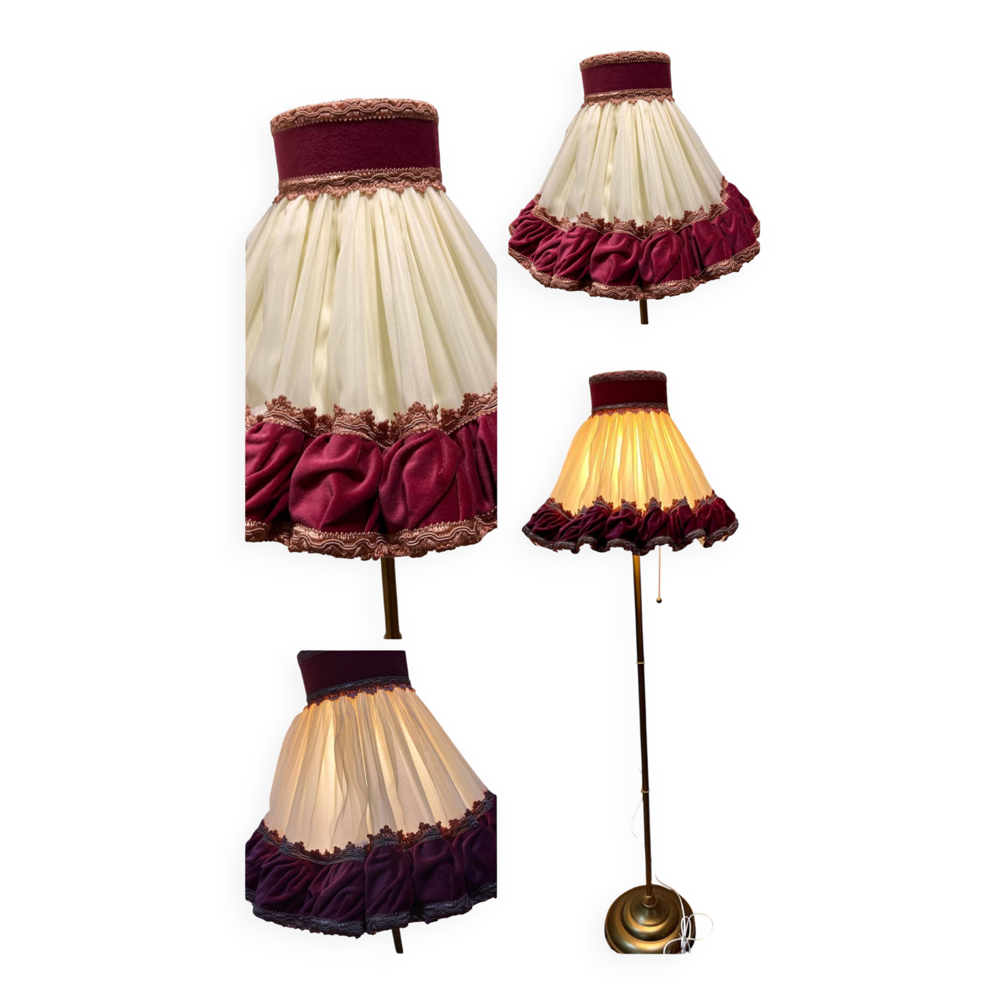 Unique floor lamp in Marie Antoinette style with a golden base.