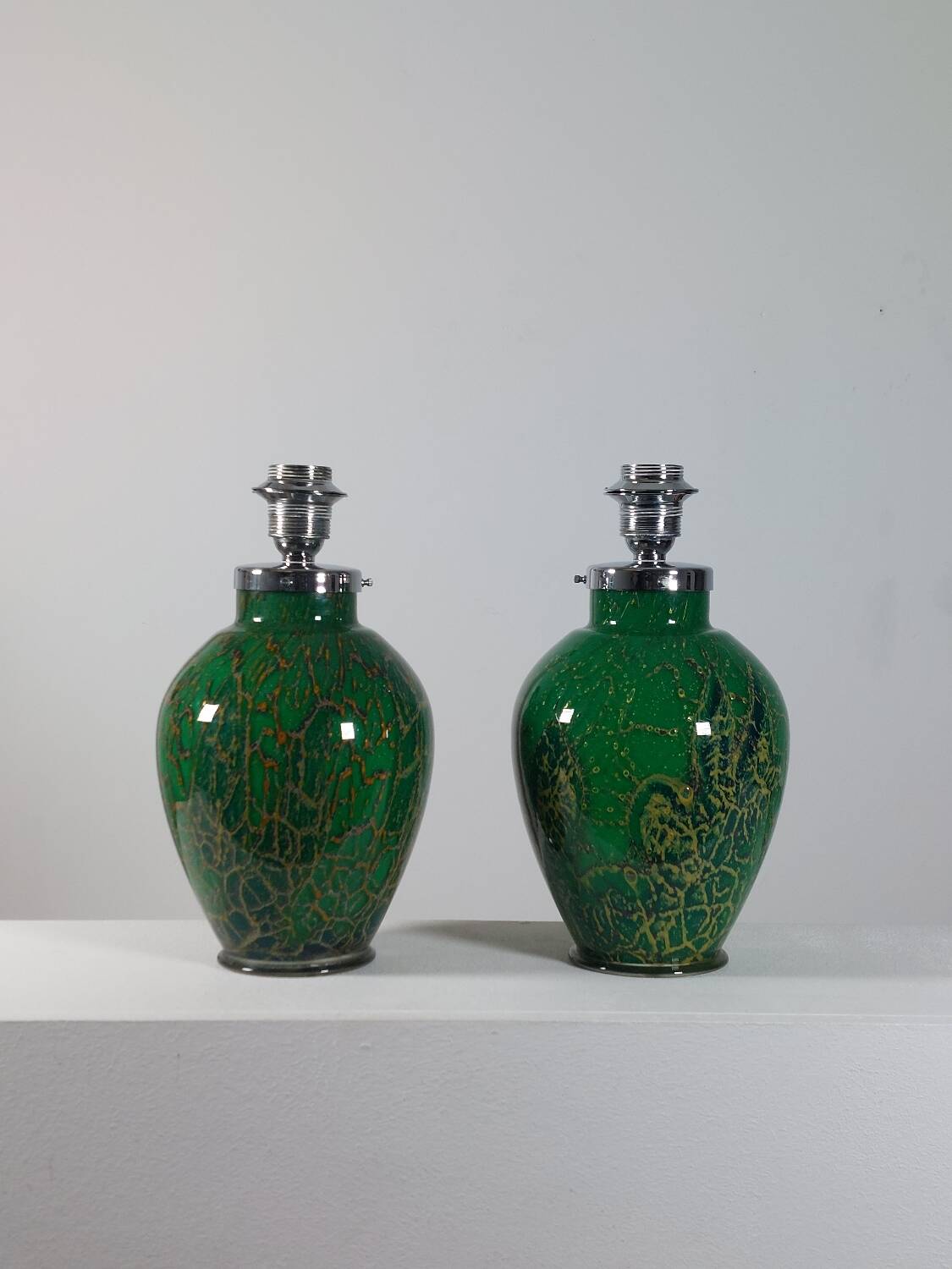 Pair of chrome glass table lamps Ikora WMF Art Deco Karl Wiedmann 1930