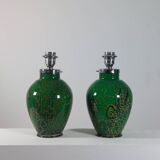 Pair of chrome glass table lamps Ikora WMF Art Deco Karl Wiedmann 1930