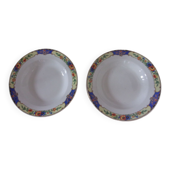 Lot de 2 assiettes creuses Digoin Sarreguemines 4096