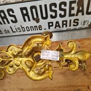 Set of two large antique brass candle wall sconces.
