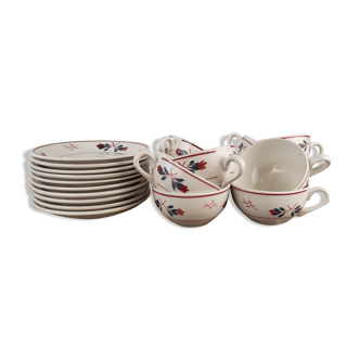 Tasses à café et soucoupes x10 en porcelaine Céranord Saint Amand