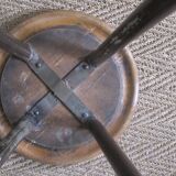 high factory stool made of wood and metal