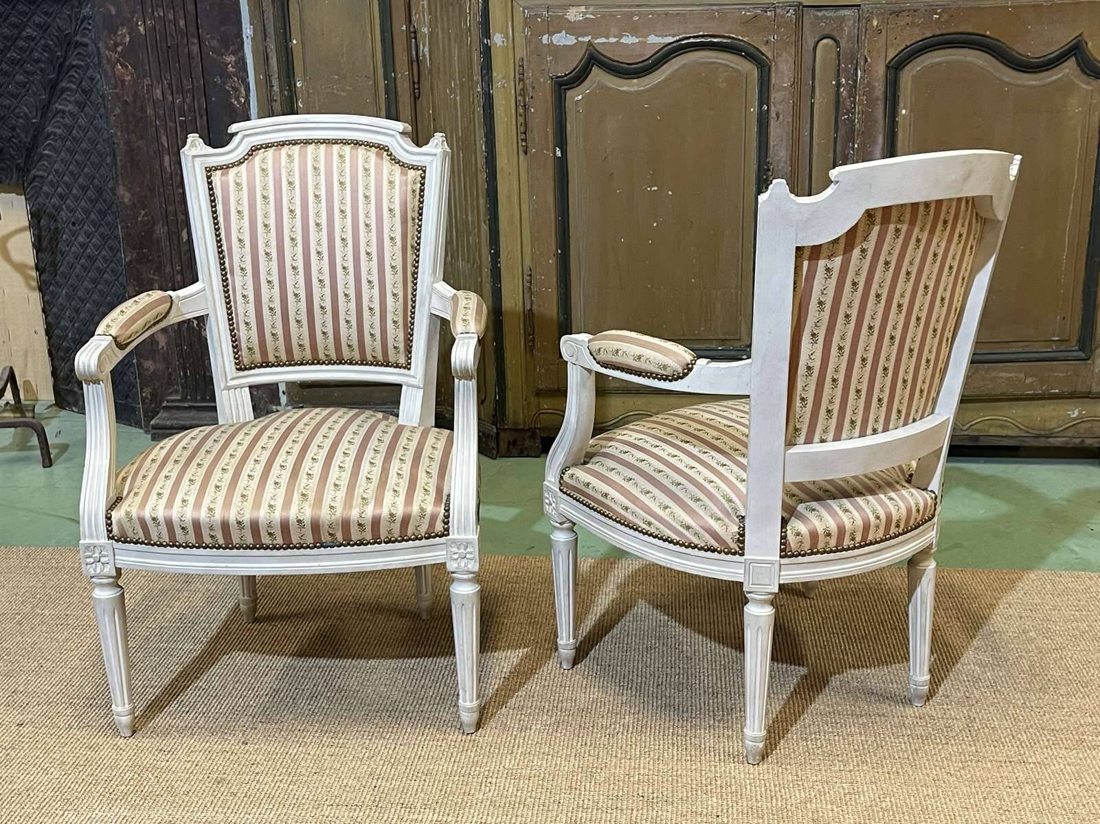 Pair of Louis XV style armchairs from the 1970s in beech.