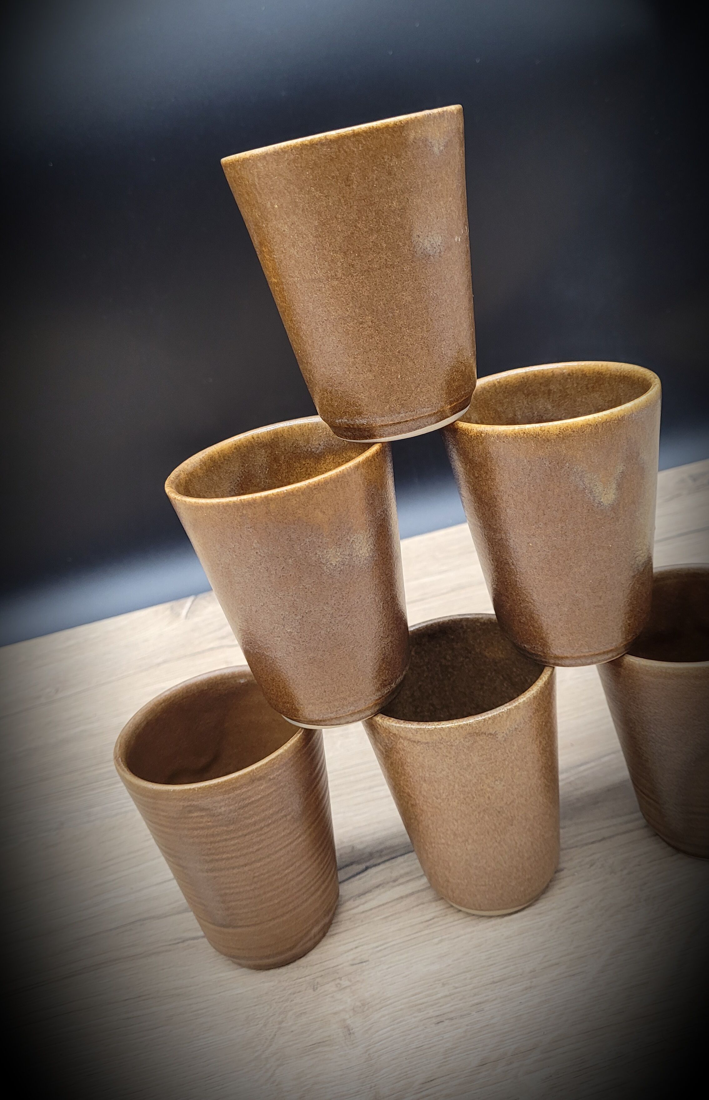 Set 6 cups Digoin stoneware