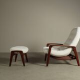 Vintage Teak "Scoop" chair with ottoman by R.Huber & Co