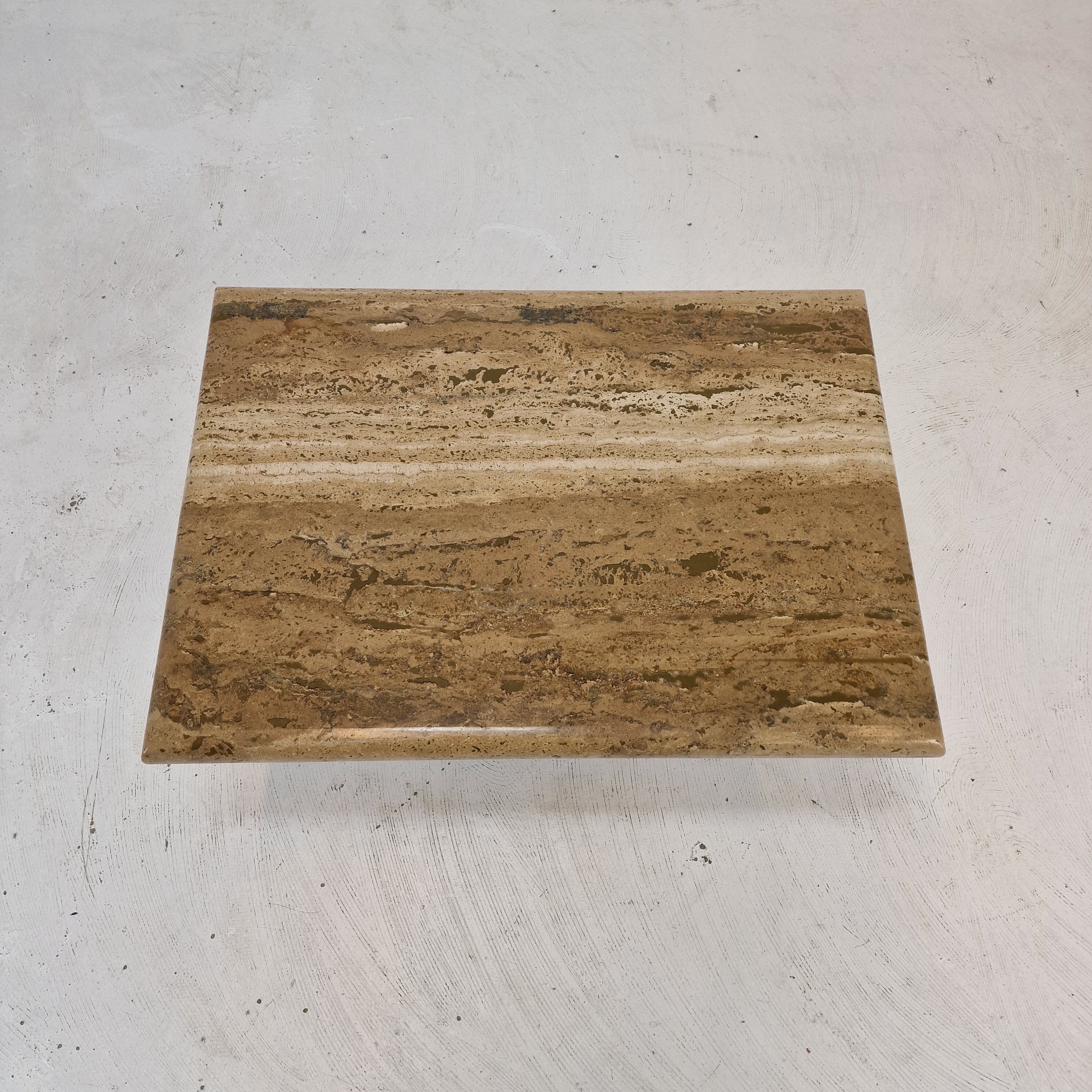 Italian coffee or side table in travertine, 1980s