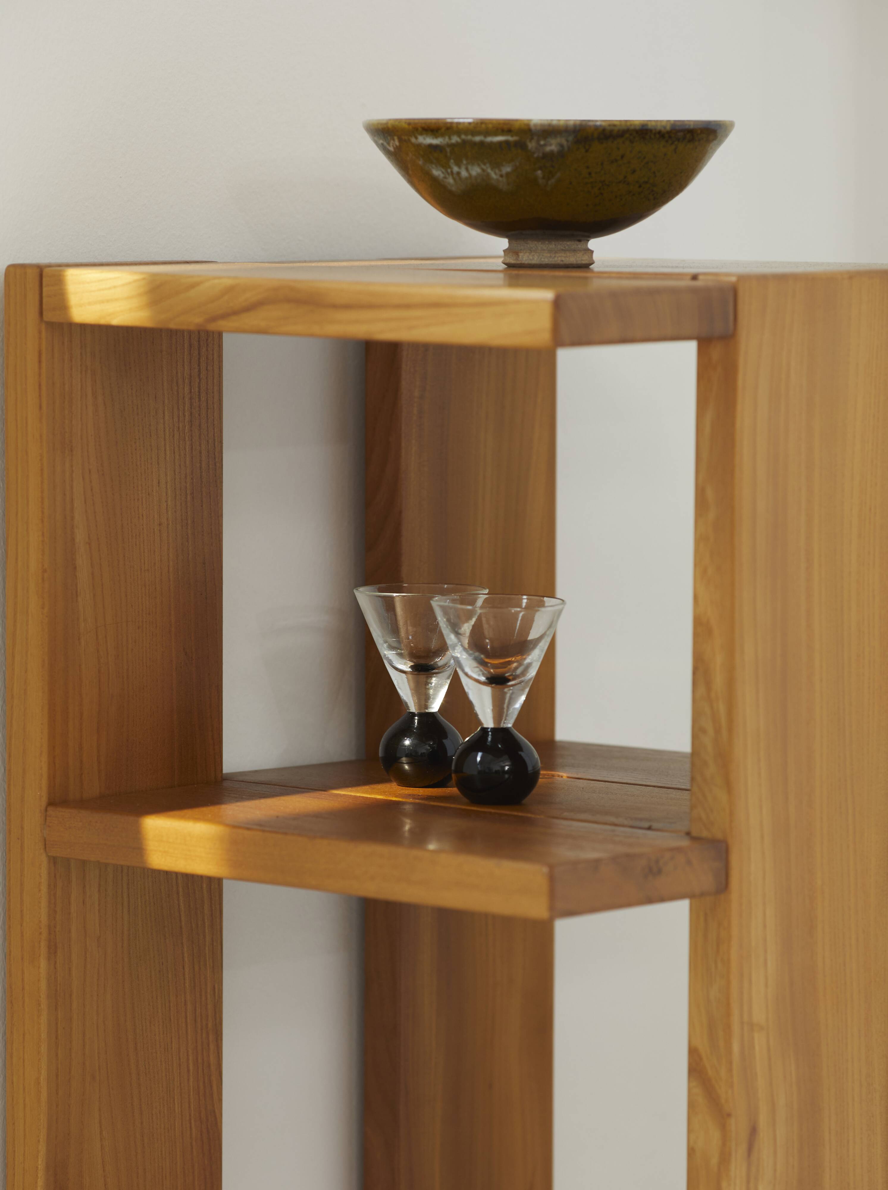 Shelf / Console in solid wood (Elm) vintage Regain house Circa 1980