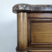 Louis XVI style chest of drawers in cherry wood with Pyrenean marble.