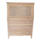 Antique donkey back secretary, white patina with a ceruse effect