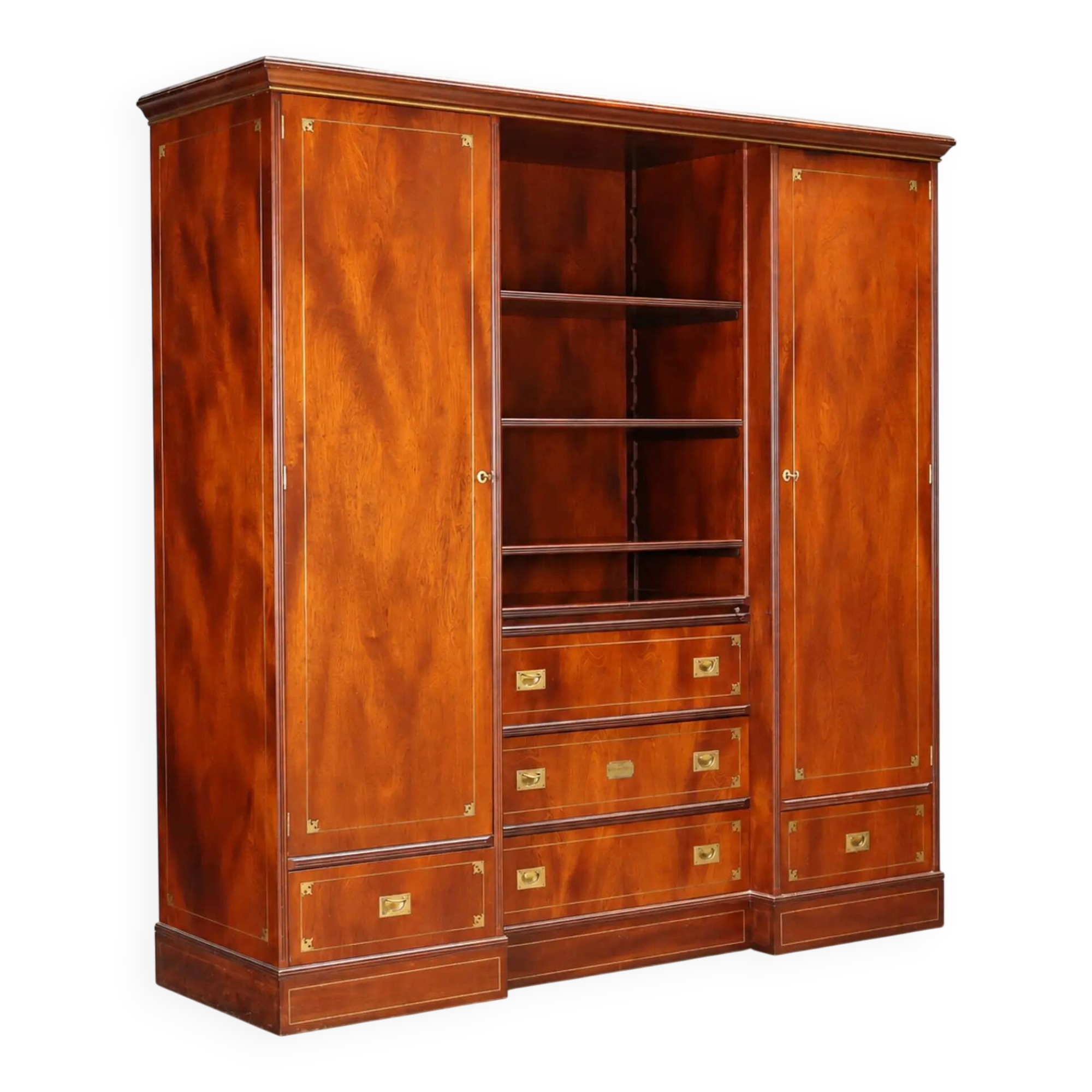 Antique mahogany and brass wardrobe, United Kingdom, 20th century