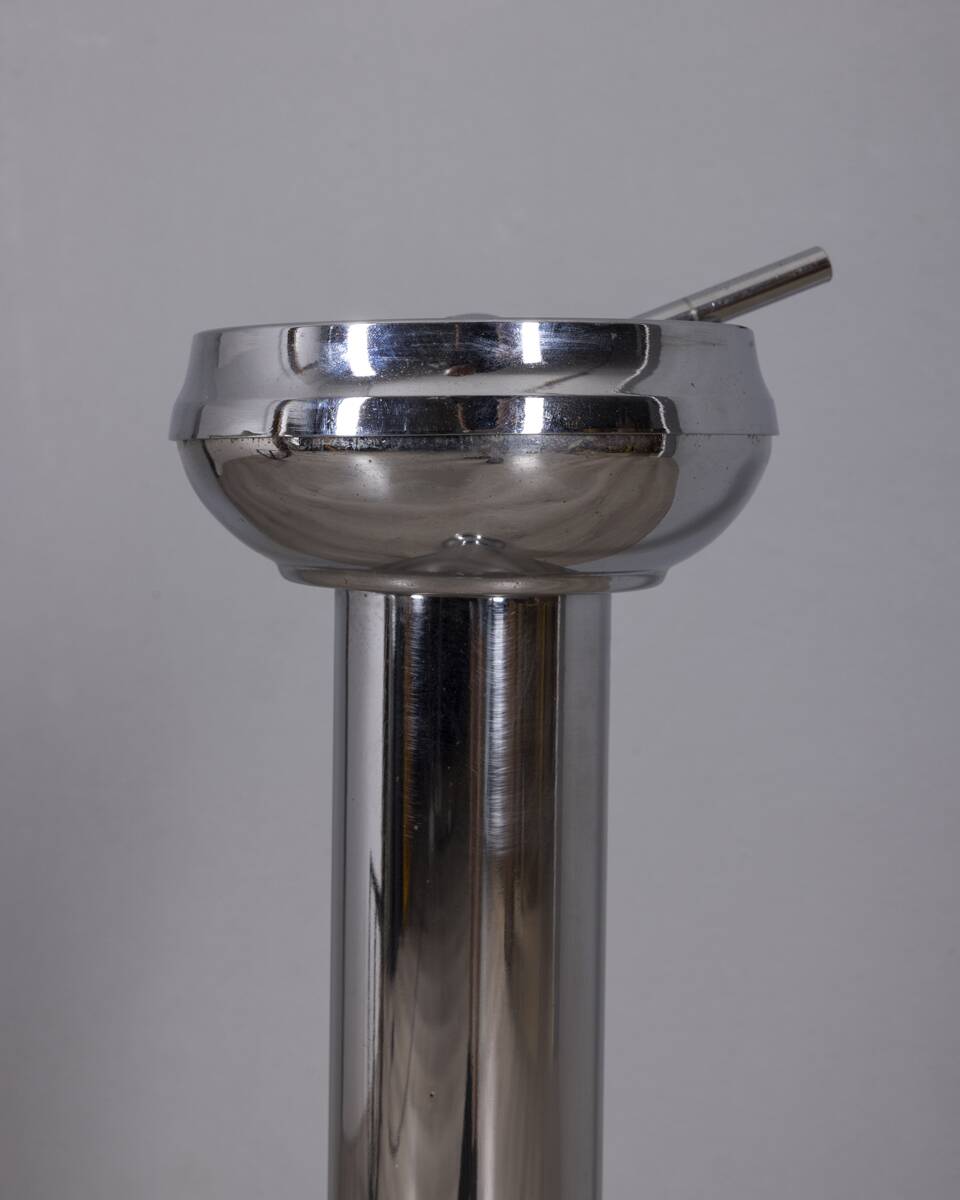 Vintage 1970s Italian-design chrome-plated metal floor ashtray