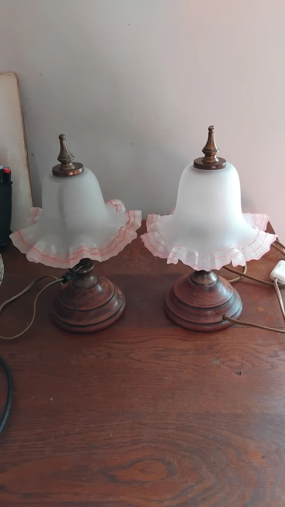 Set of two Art Nouveau bedside lamps.