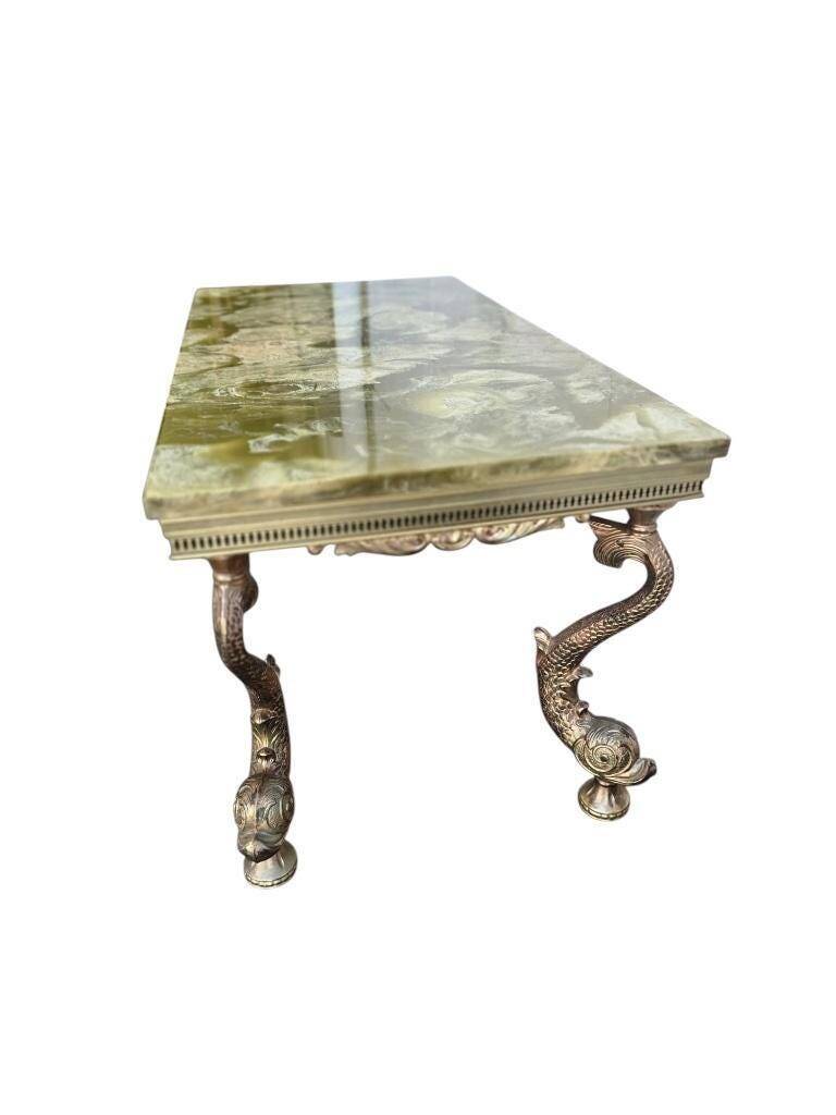 Vintage onyx coffee table with koi legs