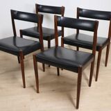 Série de 4 chaises scandinave Danemark en palissandre et skaï, 1960