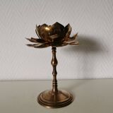 Candlestick, candle holder, modular lotus flower in brass, 50s feldman style