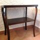 Varnished wooden stand with two shelves and curved legs / 50s-60s