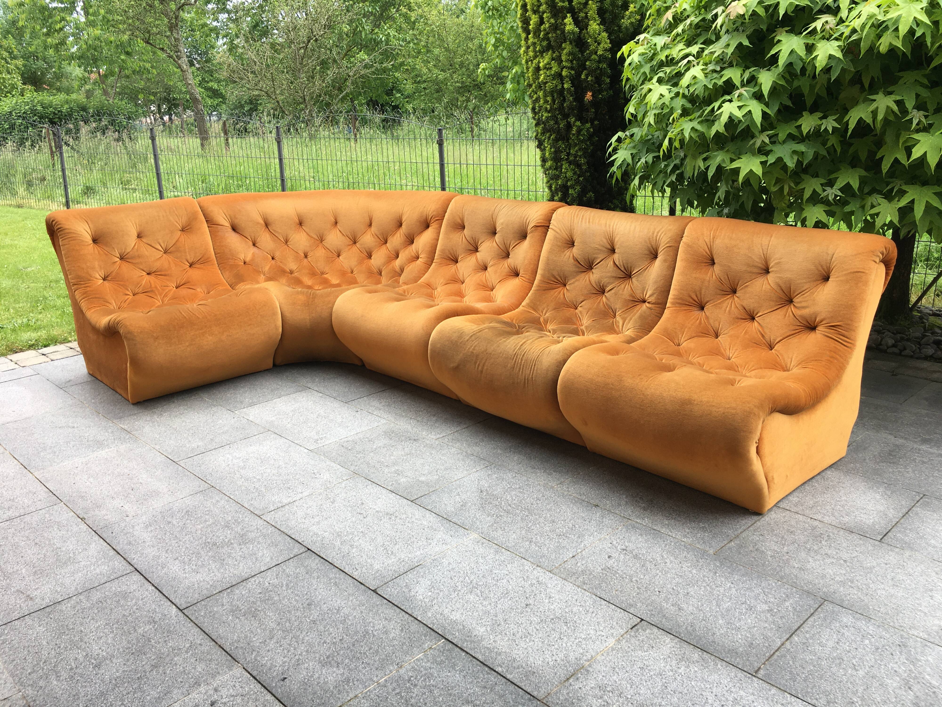 modular velvet sofa from the 70s