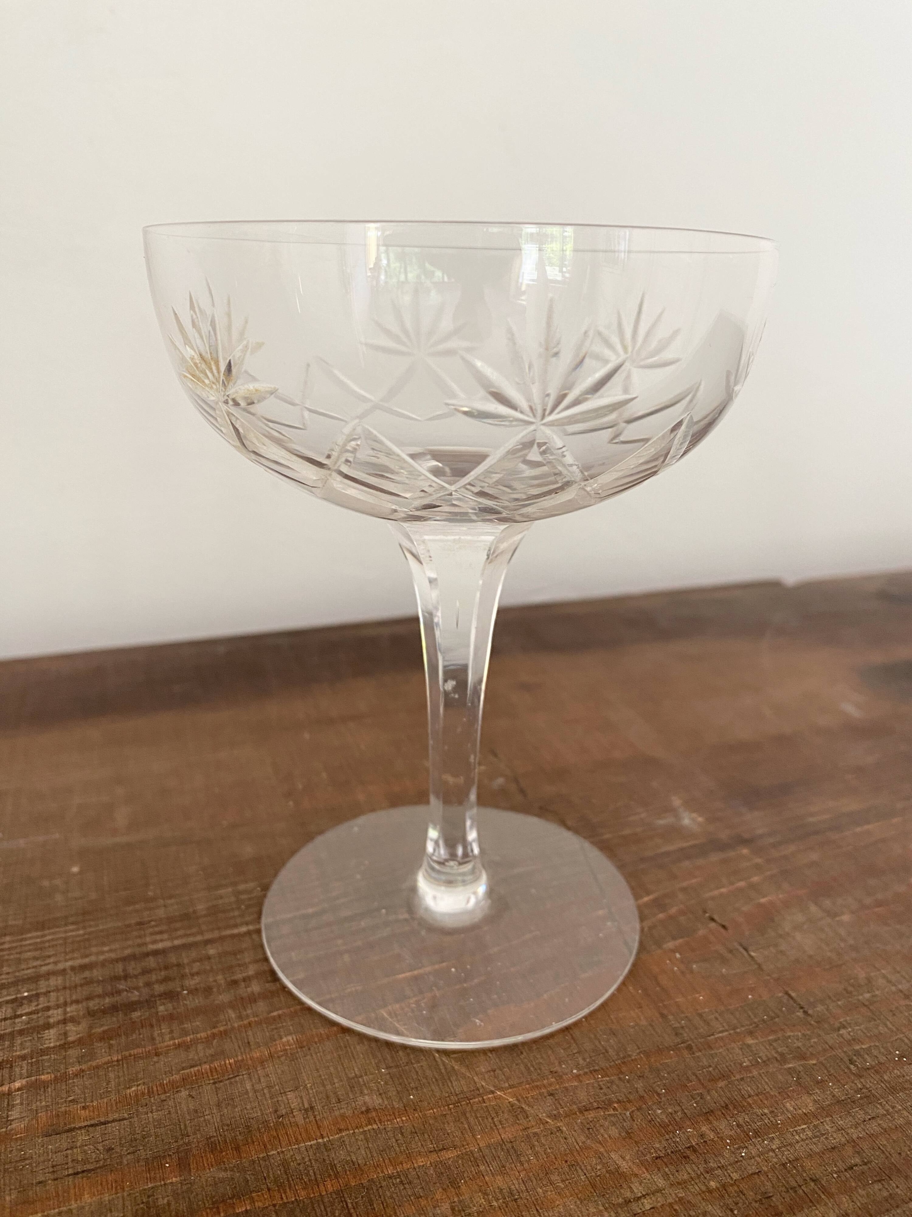 Coupes de champagne en cristal ciselé vintage 9 pièces