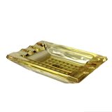 Cendrier vintage Walther en verre jaune