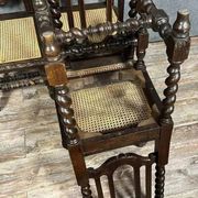 Set of 4 Renaissance style hunting lodge chairs in carved oak