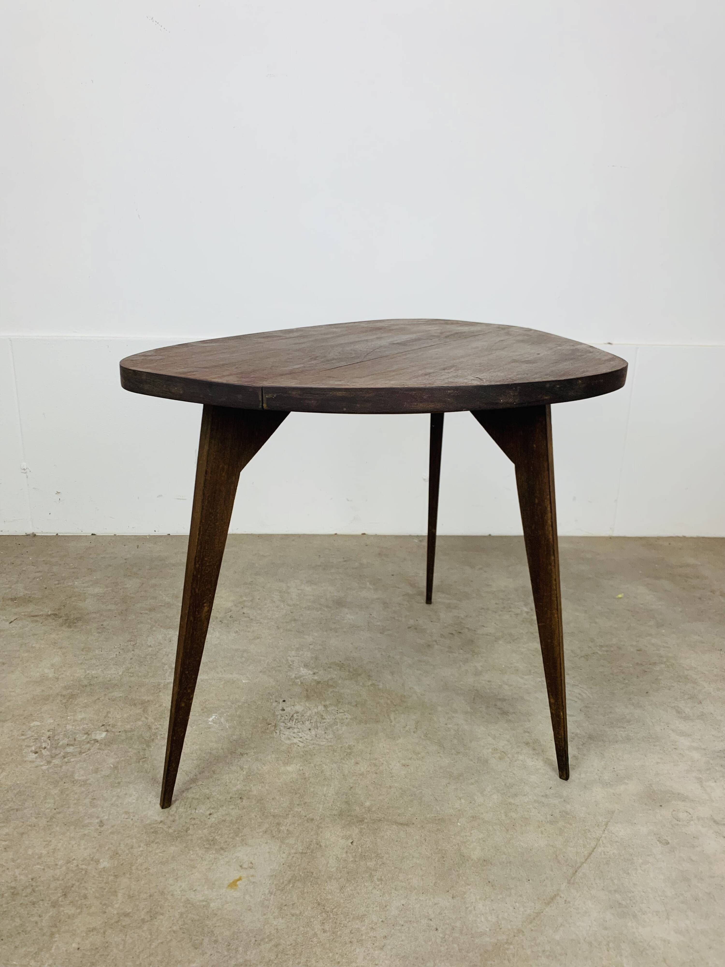 50s tripod coffee table with compass legs