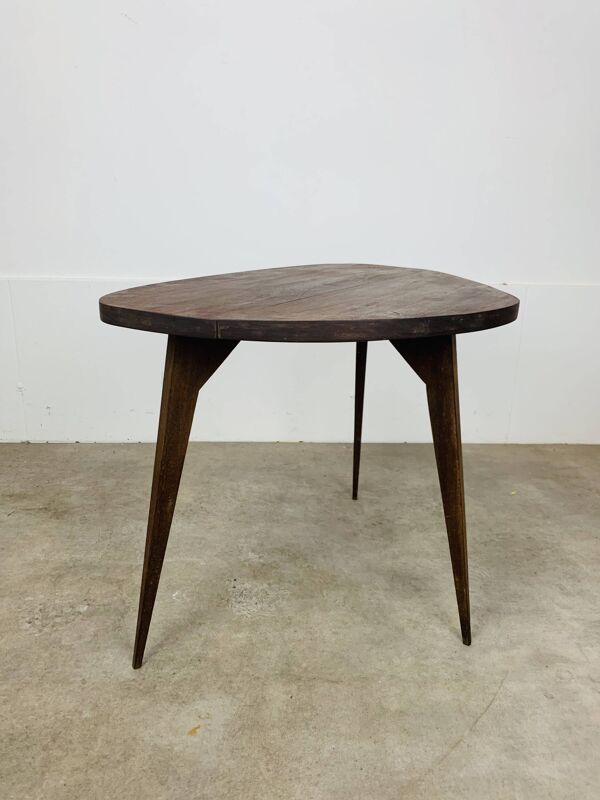 Table basse tripode pieds compas années 50