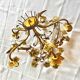 Italian golden metal chandelier with floral decoration, six lights, 1950s-60s.