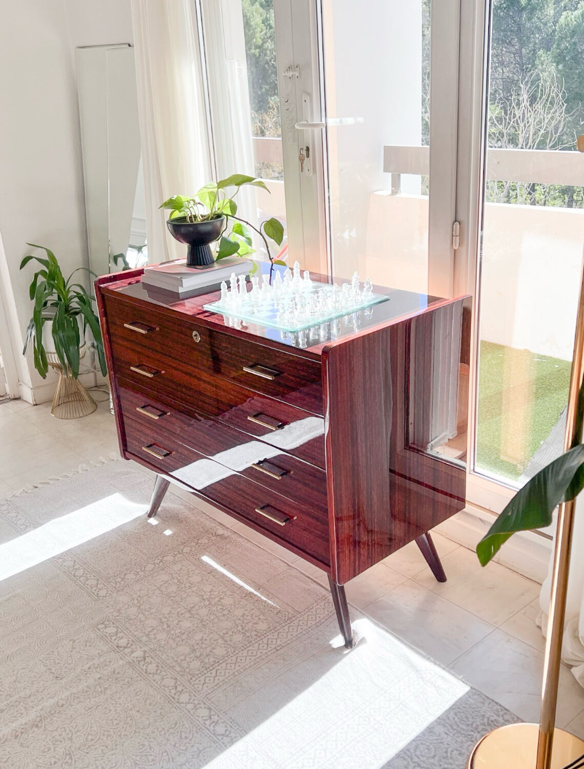 Mid-Century 4-Drawer Chest in Rio Rosewood & Brass — 1963