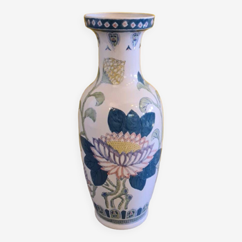 Grand Vase En Porcelaine Chinoise à Décor Floral, Fin XXème Siècle