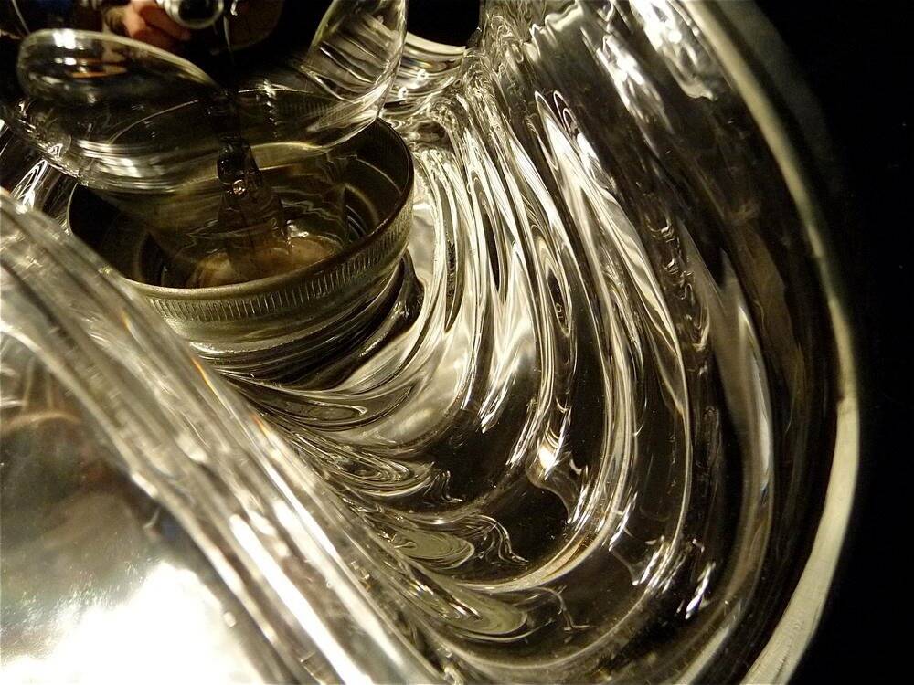 Sculptural modernist glass wall lamp from Peill & Putzler, Germany 1960s