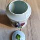 Porcelain jam pot with hand-painted plum design, signed sweet jar.
