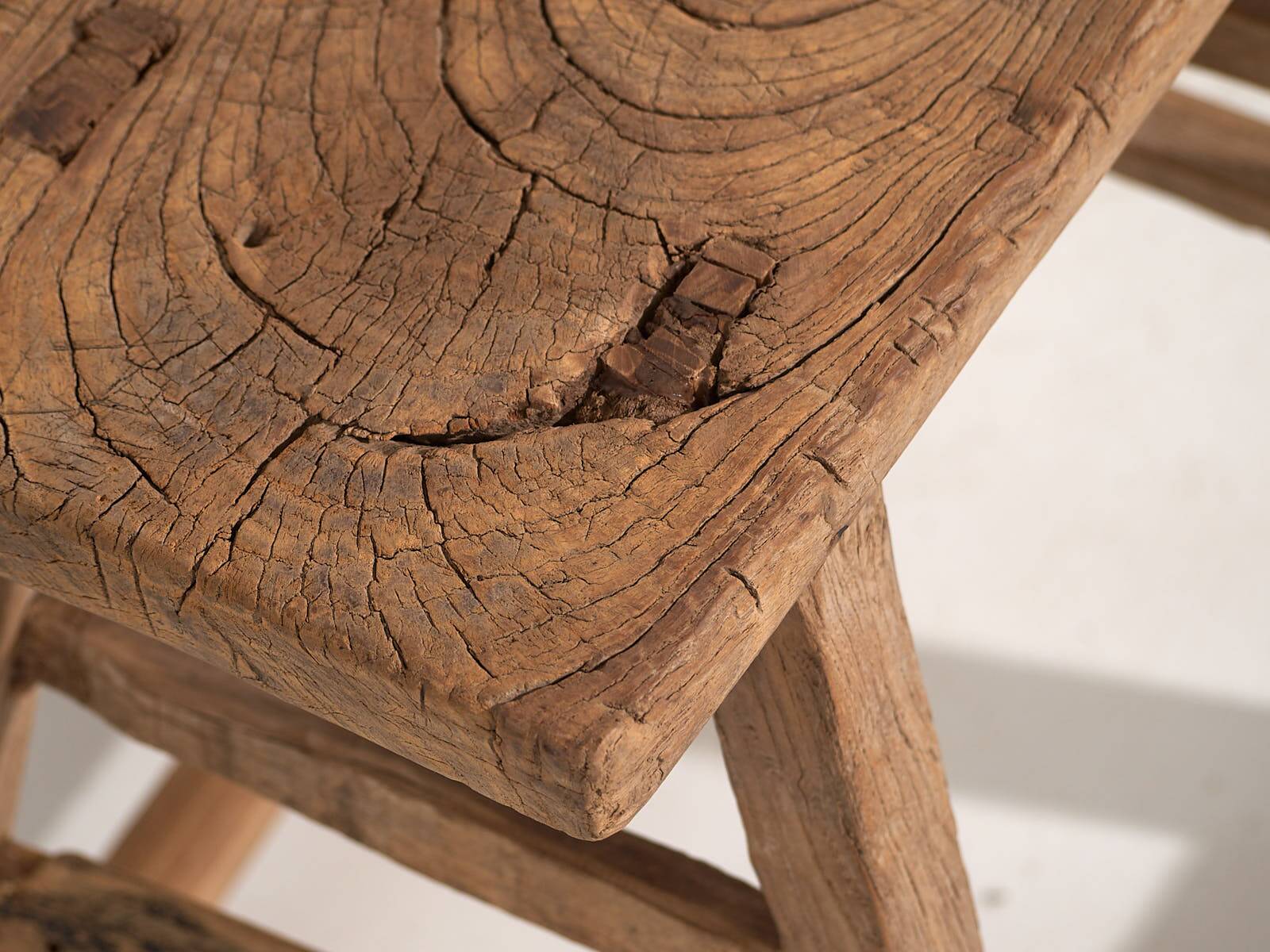 Large antique solid wood stool (c.1900)