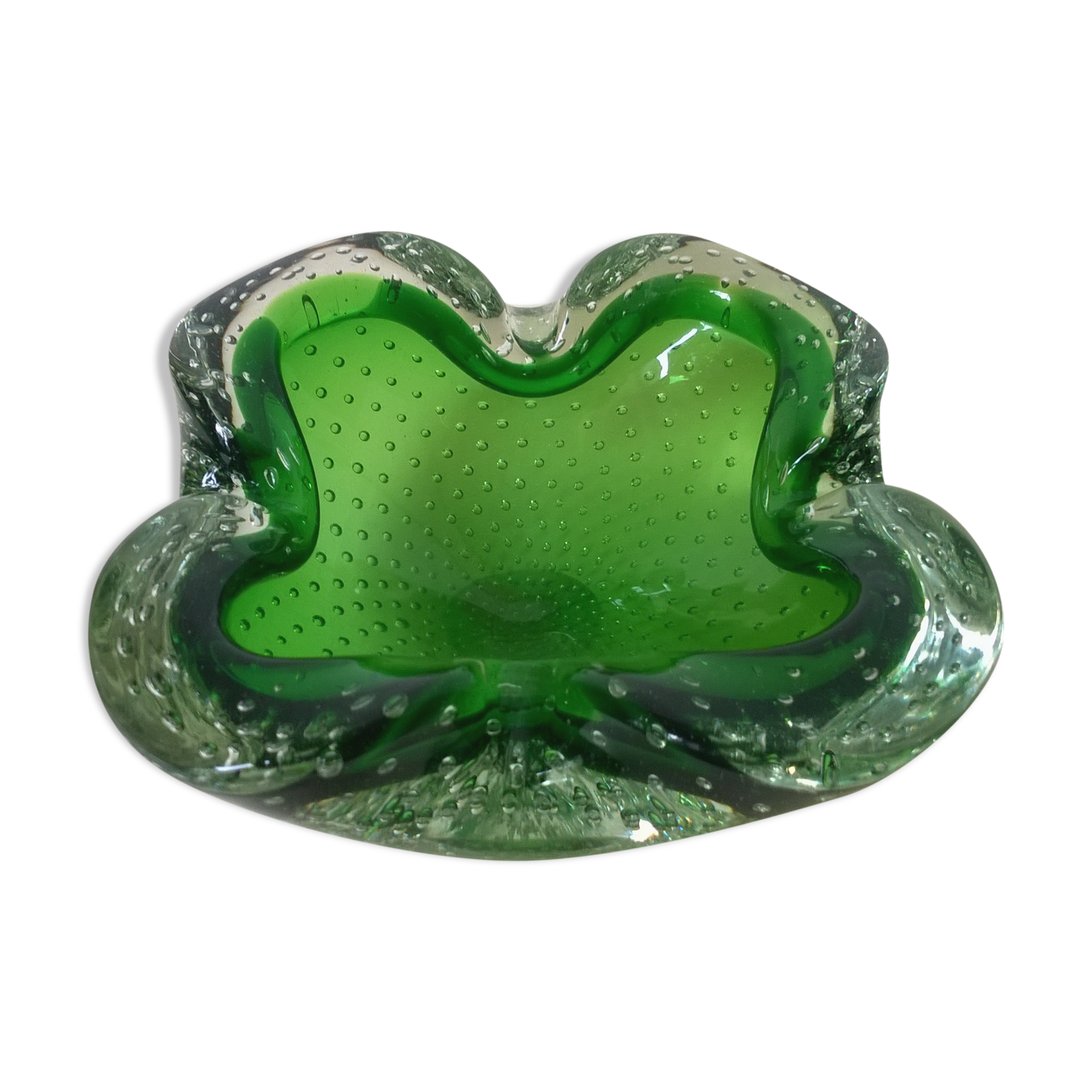 Sommerso Murano v.1960 bubbled glass ashtray