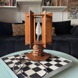 Lampe moderniste en bois - création d’ébénisterie artisanale 70’s