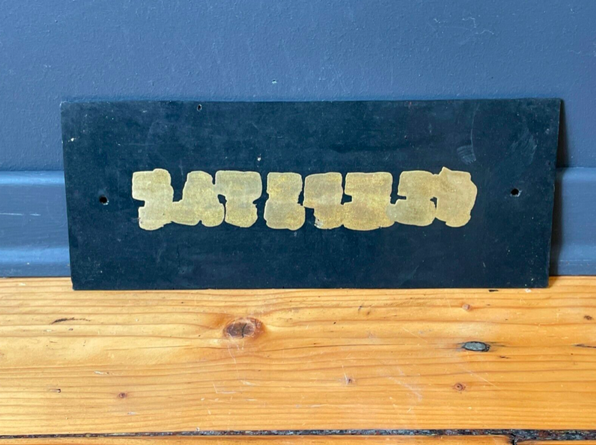 GOLD & BLACK Vintage SECRETARY Glass Sign from1970's Original MAN CAVE