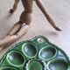Green egg barbotine dish 25x17