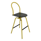 Il Bottone Yellow Adjustable and Swivel Bar Stool by Paolo Parigi for Heron Parigi, 1980