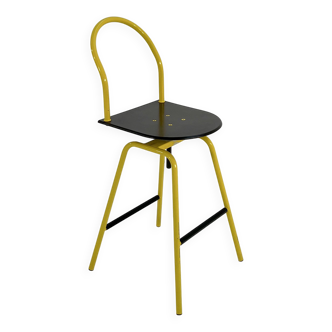 Tabouret de bar "Il bottone" jaune par Paolo Parigi pour Heron Parigi, 1980