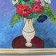 Oil painting on wood panel still life vase bouquet of flowers signed