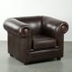 Luxury brown cow leather Chesterfield armchair with a timeless English look