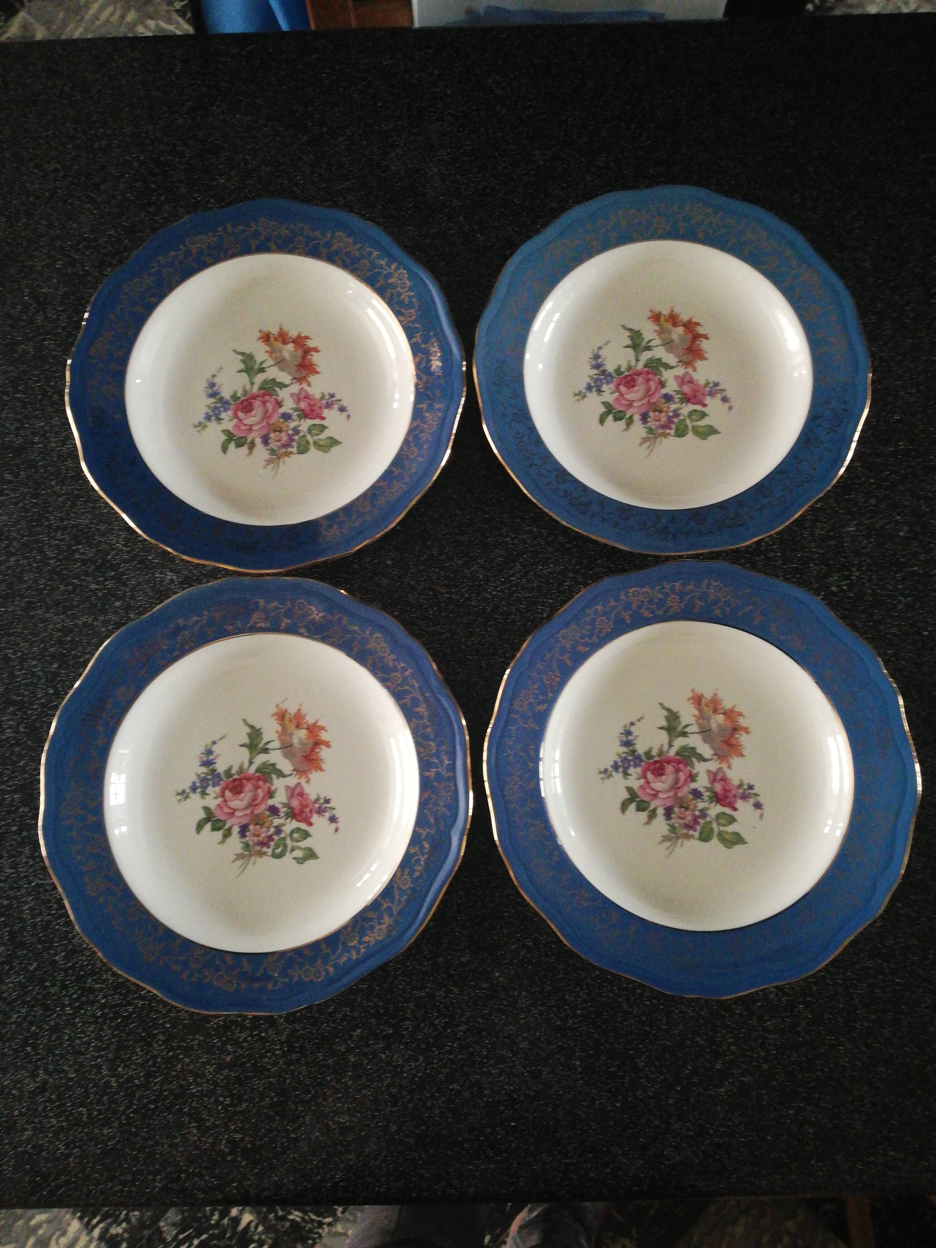 Set of 4 blue l'amandinoise Prestige plates