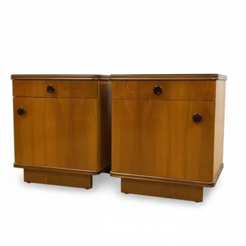 Set of 2 retro bedside tables, veneered wood, 1960s