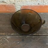 Set of 6 vintage Duralex molded smoked glass cups, art deco style