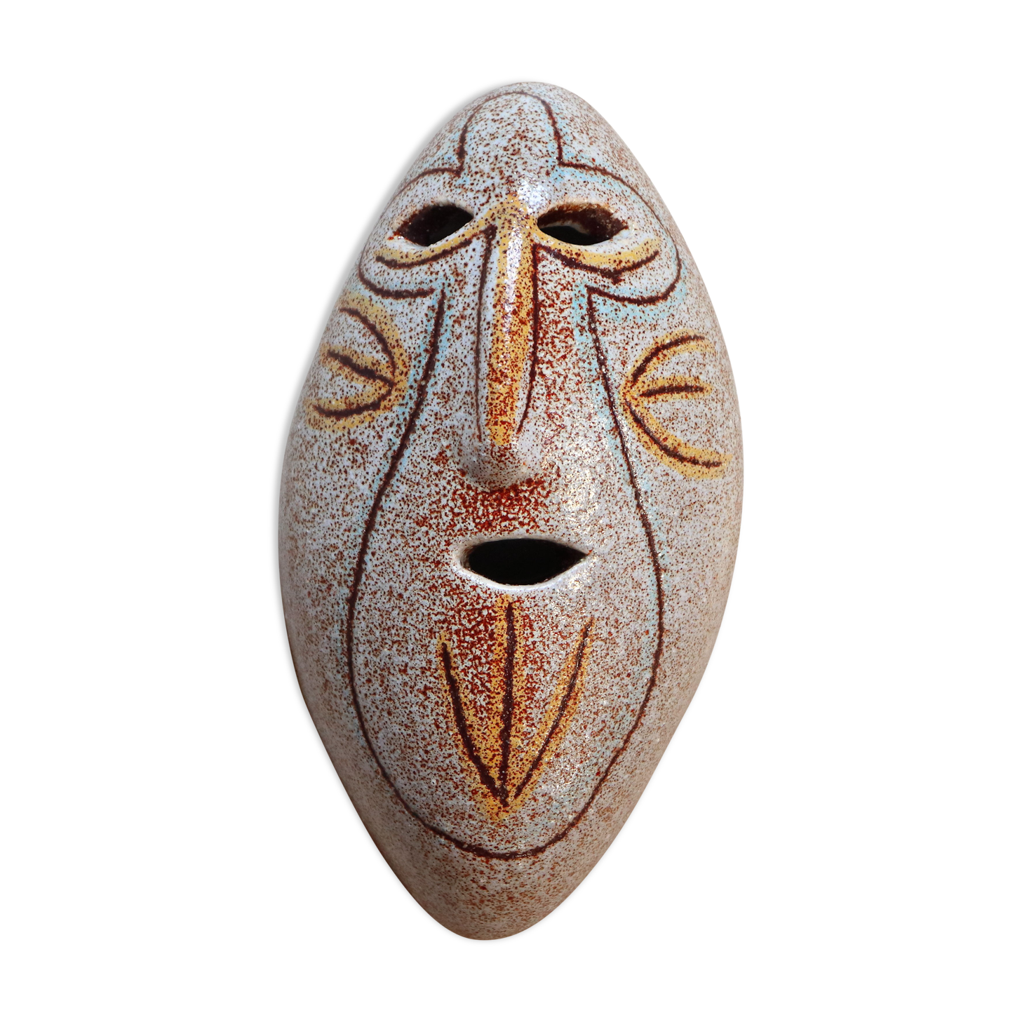 Ceramic wall mask Mayan mask from Accolay, 60s