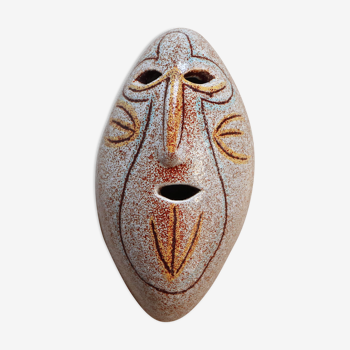 Ceramic wall mask Mayan mask from Accolay, 60s