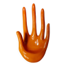 Main baguier en céramique orange années 70