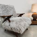Scandinavian vintage sheepskin armchair
